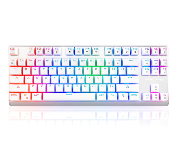MODECOM Klawiatura mechaniczna RGB VOLCANO LANPARTY (brązowy przełącznik Outemu) przewodowa biała K-MC-LANPARTY-U-RGB-BROWN-200 - 727118 - zdjęcie